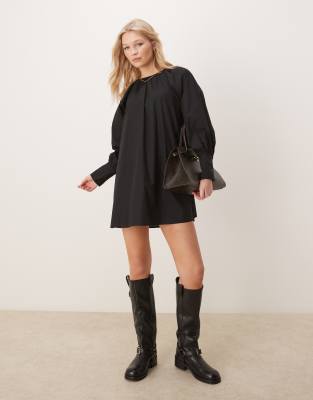 ASOS DESIGN deep cuff mini dress in black