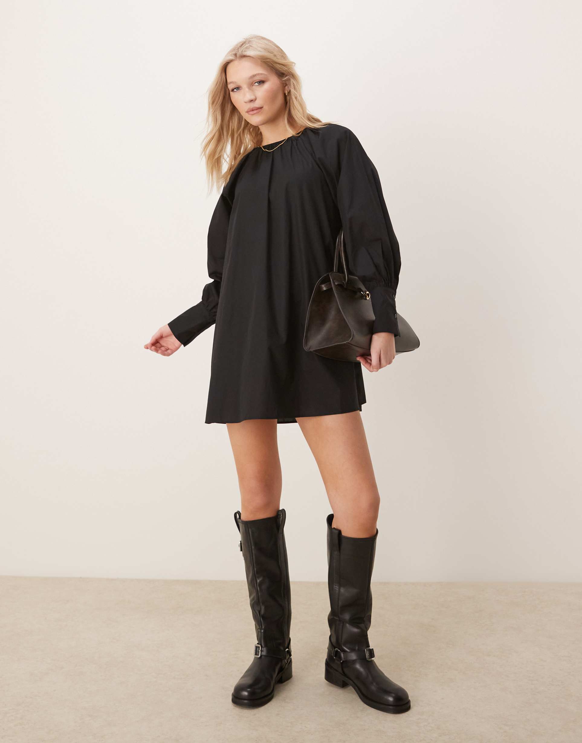 asos design deep cuff mini dress in black
