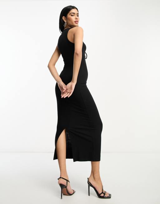 Asos design deep plunge store tiered midi prom dress