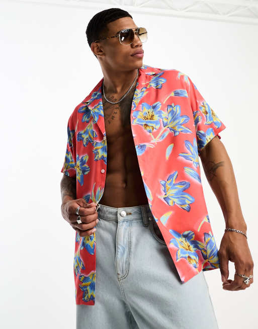 ASOS DESIGN deep revere shirt in Hawaiian floral print | ASOS