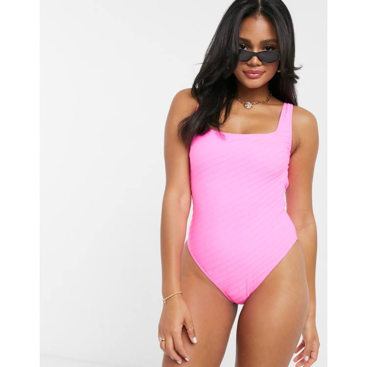 Pink deals ribbed swimsuit