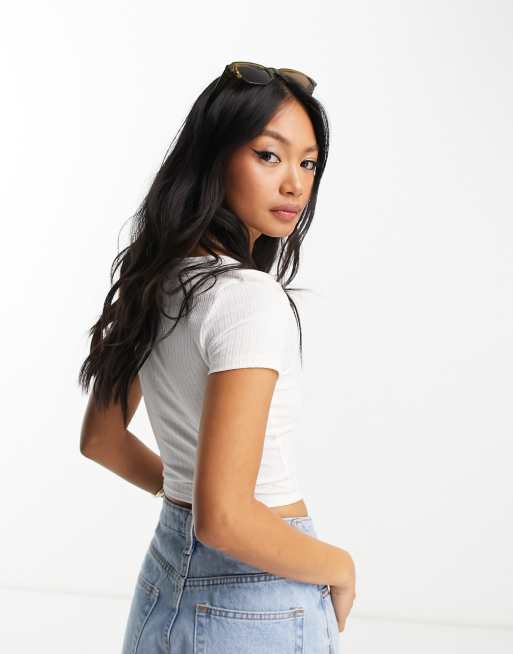 deep scoop neck tee women's