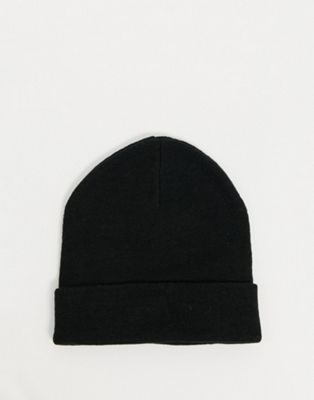 ASOS DESIGN deep turn up beanie hat in black - BLACK | ASOS