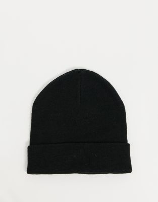 ASOS DESIGN deep turn up beanie hat in black - BLACK | ASOS