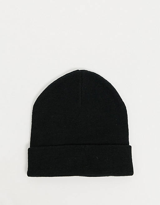 ASOS DESIGN deep turn up beanie hat in black - BLACK