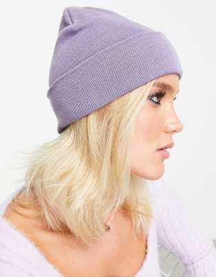 ASOS DESIGN deep turn up beanie hat in lilac - PURPLE | ASOS