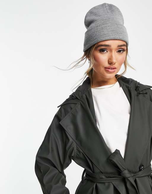 ASOS DESIGN deep turn up beanie in gray heather 