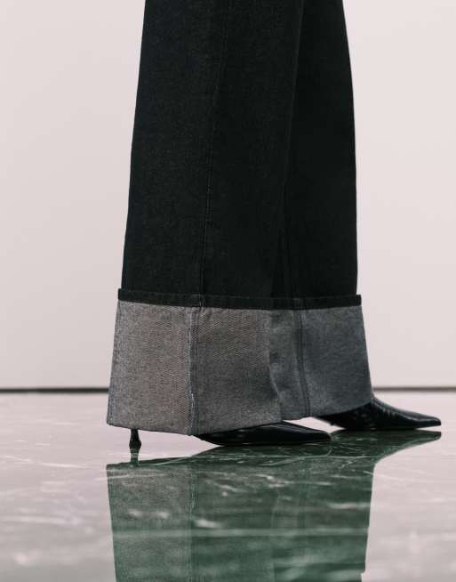 ASOS DESIGN deep turn up jean in black, 4 of 5