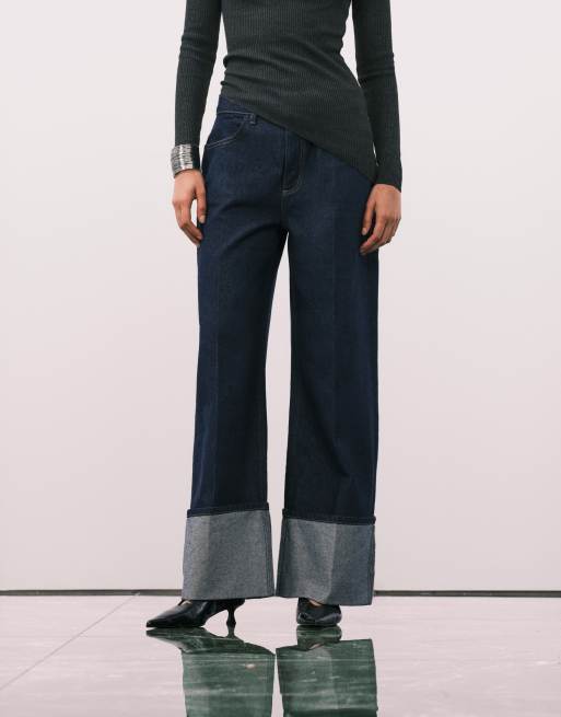 ASOS DESIGN deep turn up jean in indigo, 3 of 5