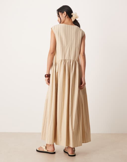 ASOS DESIGN deep V-neck oversized maxi dress in stripe print, 2 of 4