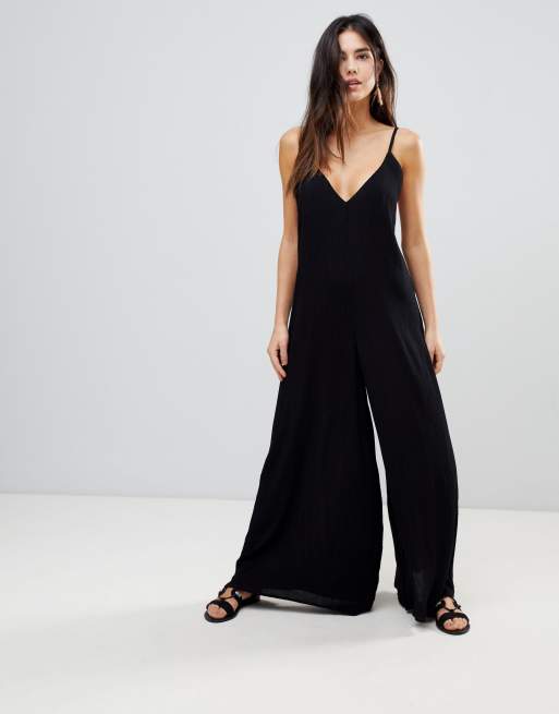 ASOS DESIGN Deep V Strap Back Jumpsuit | ASOS