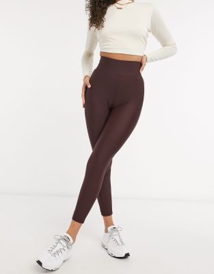 ASOS DESIGN deep waistband legging in matte disco in chocolate | ASOS