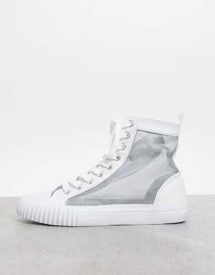 Asos design high top sneakers in black mesh store