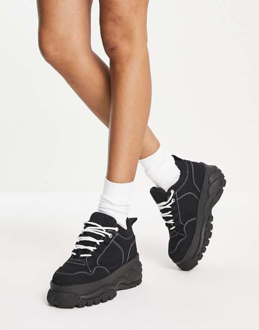ASOS DESIGN - Defy - Chunky flatform-sneakers i sort