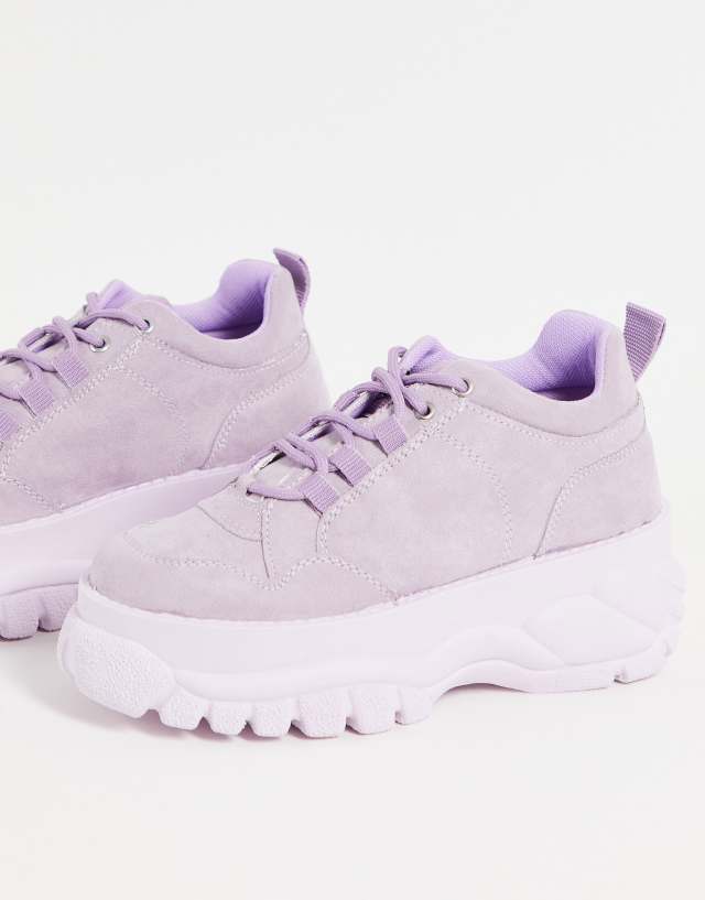 ASOS DESIGN Defy chunky flatform sneakers in lilac drench