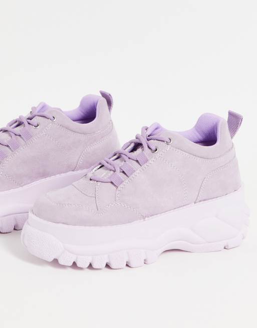ASOS DESIGN – Defy – Lila grova sneakers med flatformsula