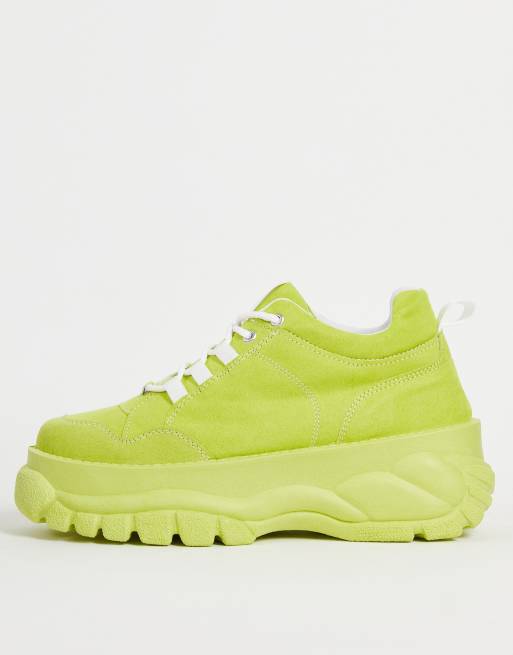 ASOS DESIGN - Defy - Limefarvede chunky flatform-sneakers