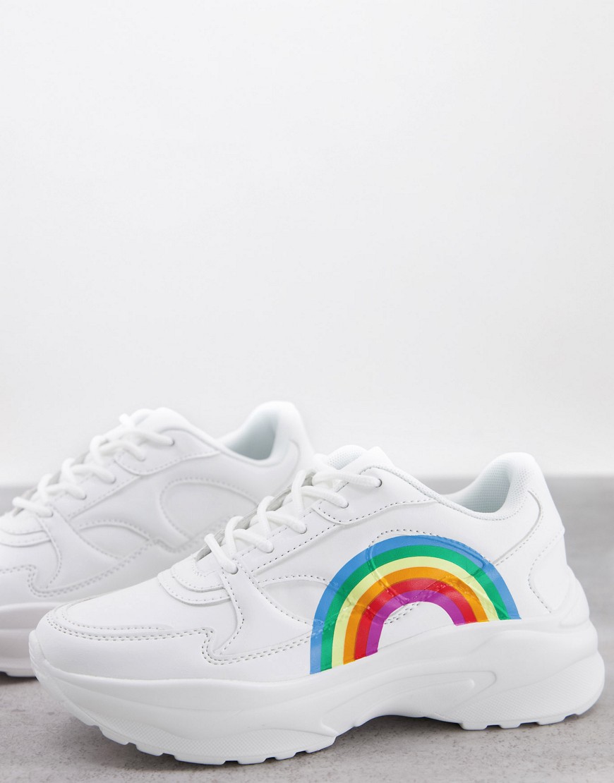 ASOS DESIGN Degree chunky sneakers with rainbow print in white
