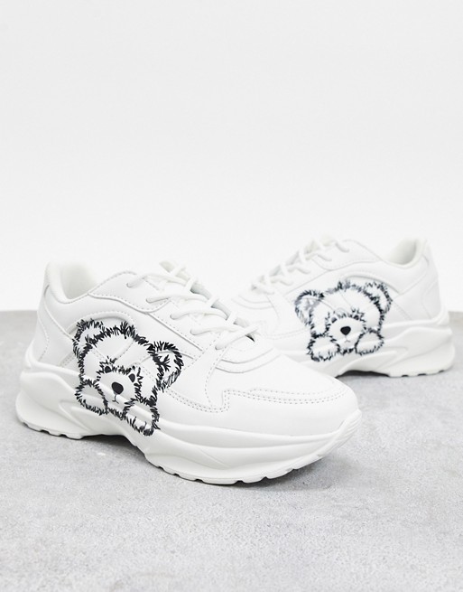 ASOS DESIGN Degree chunky trainers with bear face in white