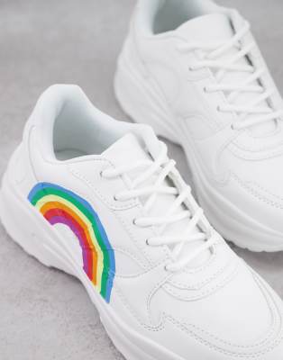 white trainers with rainbow