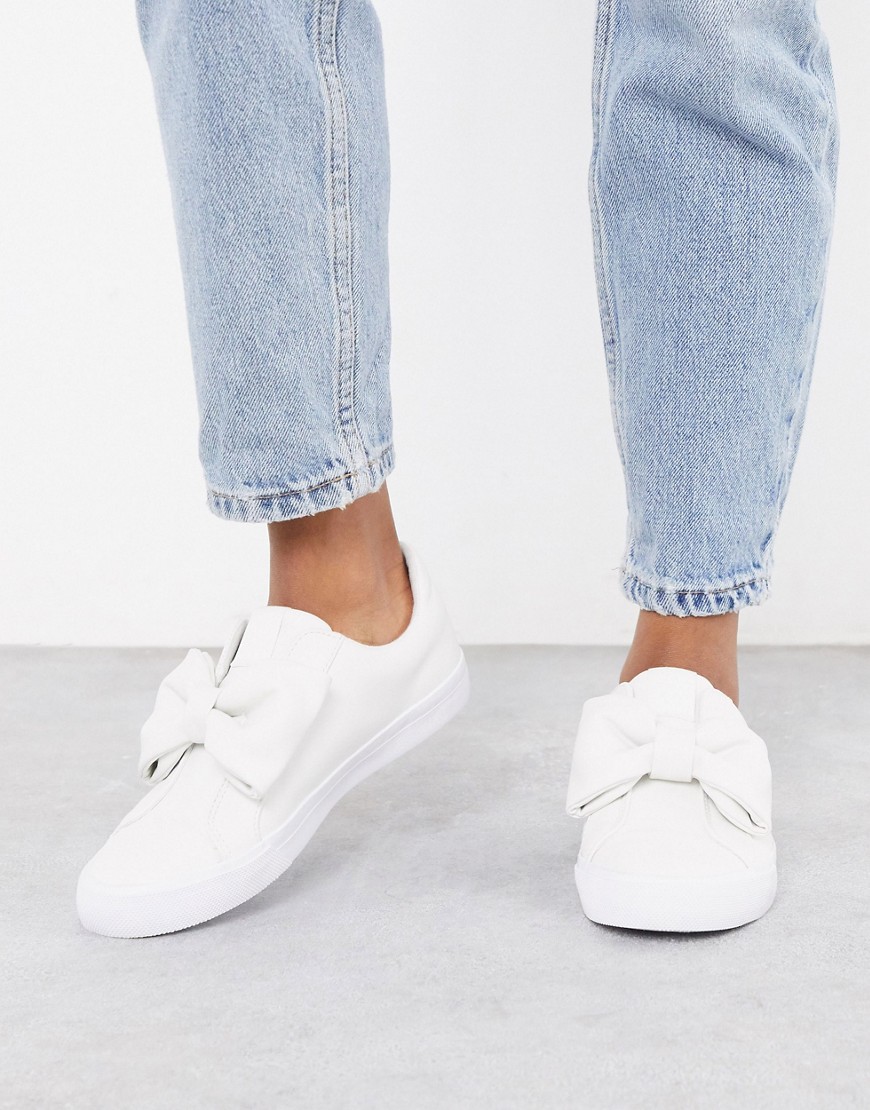 ASOS DESIGN - Dekker - Sneakers senza lacci bianche con fiocco-Bianco