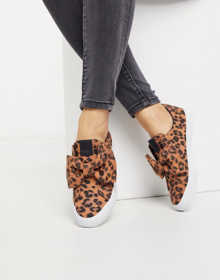 ASOS DESIGN - Dekker - Sneakers senza lacci leopardate con fiocco-Multicolore