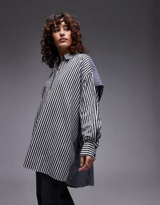 ASOS DESIGN - Dekonstruiertes Oversize-Hemd mit Streifen-Mix-Bunt