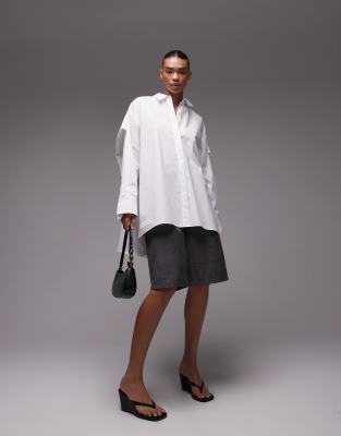 ASOS DESIGN - Dekonstruiertes Oversize-Hemd mit Streifen-Mix-Weiß