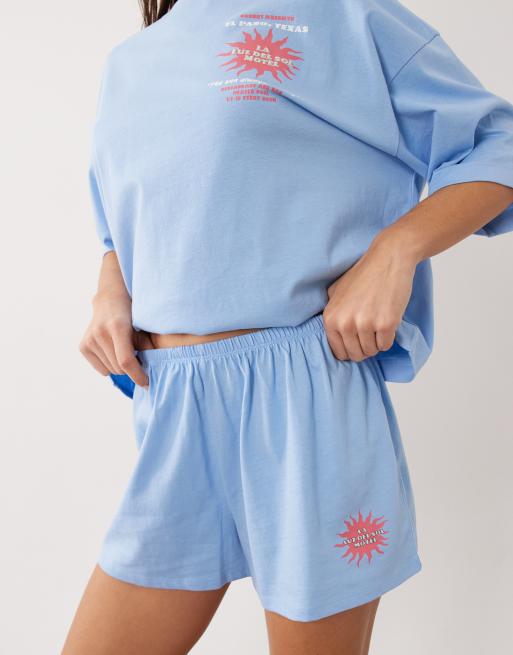 ASOS DESIGN - Del Sol Motel - Ensemble de pyjama à imprimé graphique - Bleu, 4 de 4