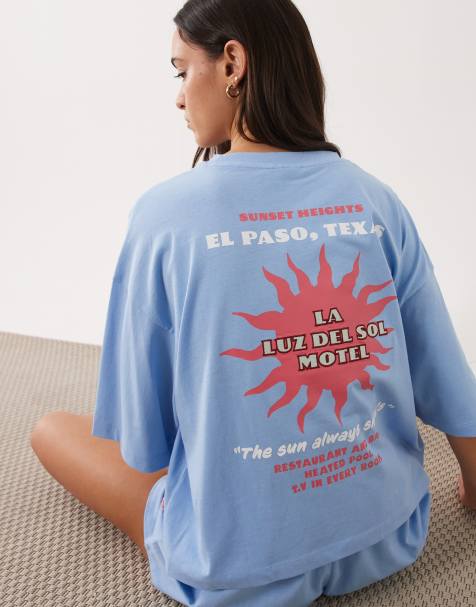 ASOS DESIGN - Del Sol Motel - Pigiama blu con stampa grafica - view 1