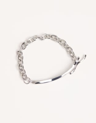 Asos Design Delicate Bracelet With Loop Through Design In Silver