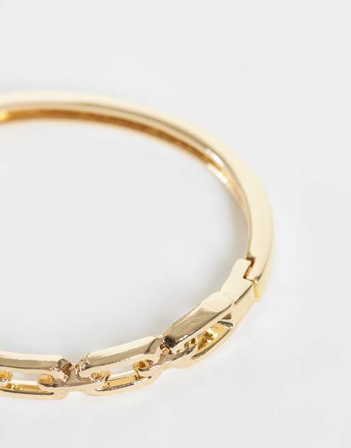 ASOS DESIGN delicate clasp bracelet in gold tone, 2 of 3