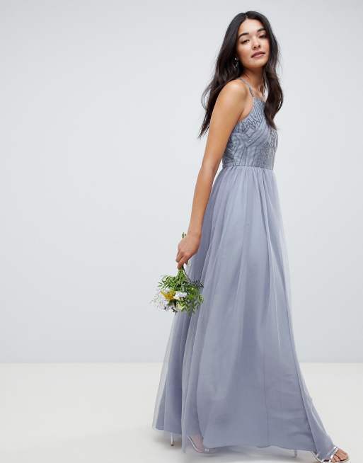 Asos design delicate 2025 embellished strappy maxi dress