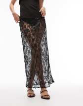ASOS DESIGN sheer maxi skirt with lace inserts in black | ASOS
