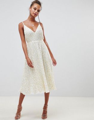 white glitter midi dress