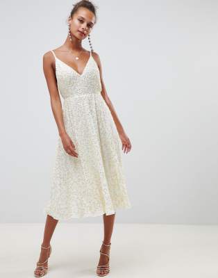 white sequin dress midi