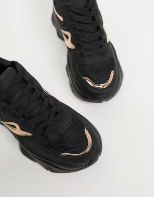 black and rose gold shoes