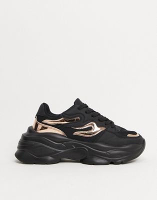 rose gold black trainers