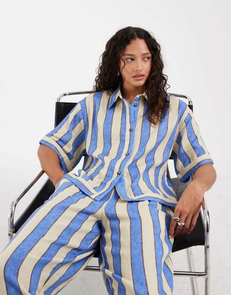 ASOS DESIGN - Delilah - Chemise de plage décontractée à manches courtes en gaze rayé - view 1