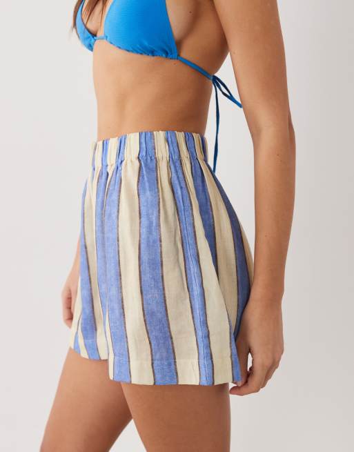 ASOS DESIGN - Delilah - Pantaloncini da mare blu a righe, 4 di 5
