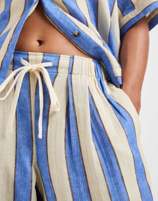 ASOS DESIGN - Delilah - Strandbroek van kaasdoek met blauwe strepen, 2 van 5