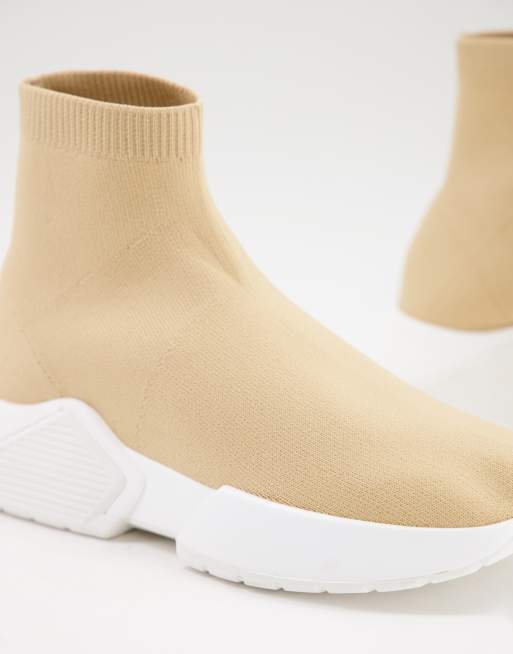 Monki sock sneaker in beige