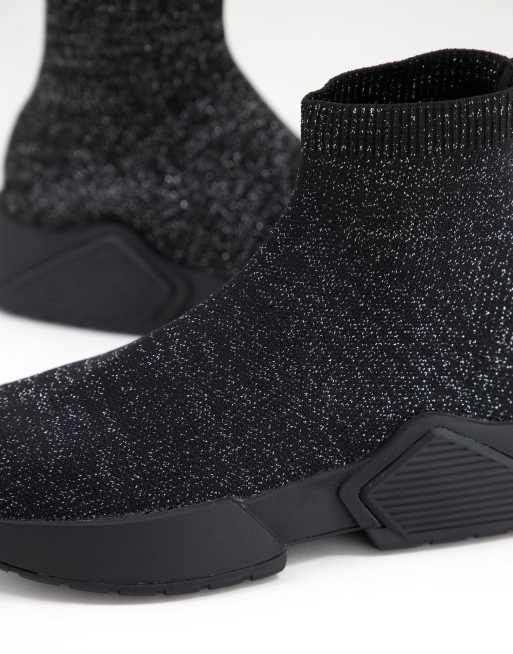 ASOS DESIGN slip on sock sneakers in black knit