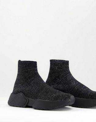 ASOS DESIGN Della sock trainers in black glitter - ASOS Price Checker