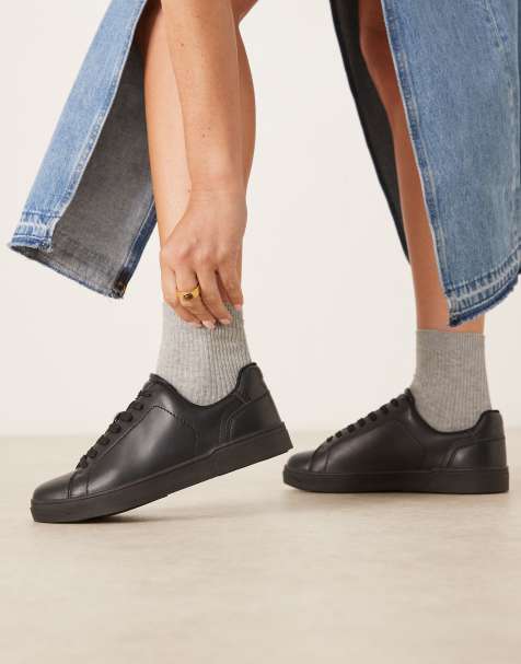 ASOS DESIGN Delta lace up sneakers in black - view 1