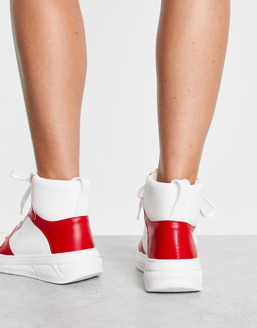 High top womens shoes red clearance white