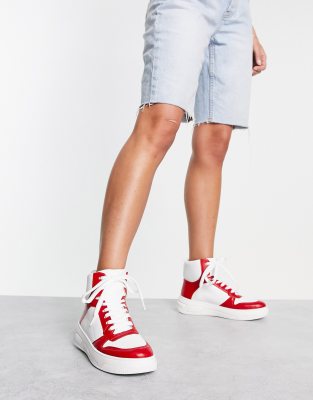 ASOS DESIGN ASOS DESIGN Delta skater high trainers in white/red-Multi