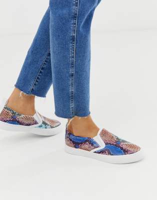 snake print slip on trainers