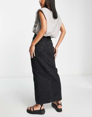 ASOS DESIGN denim 90 s maxi skirt in washed black BLACK ASOS