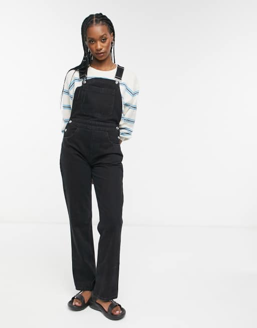 Black straight hot sale leg dungarees